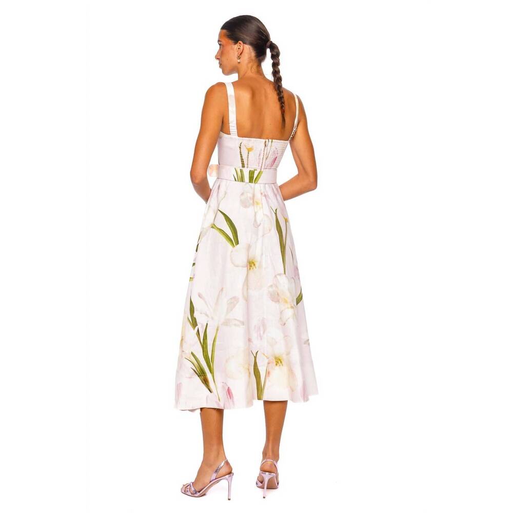 NEW CARA CARA calypso floral bustier linen midi dress in lillian blush - Picture 3 of 4
